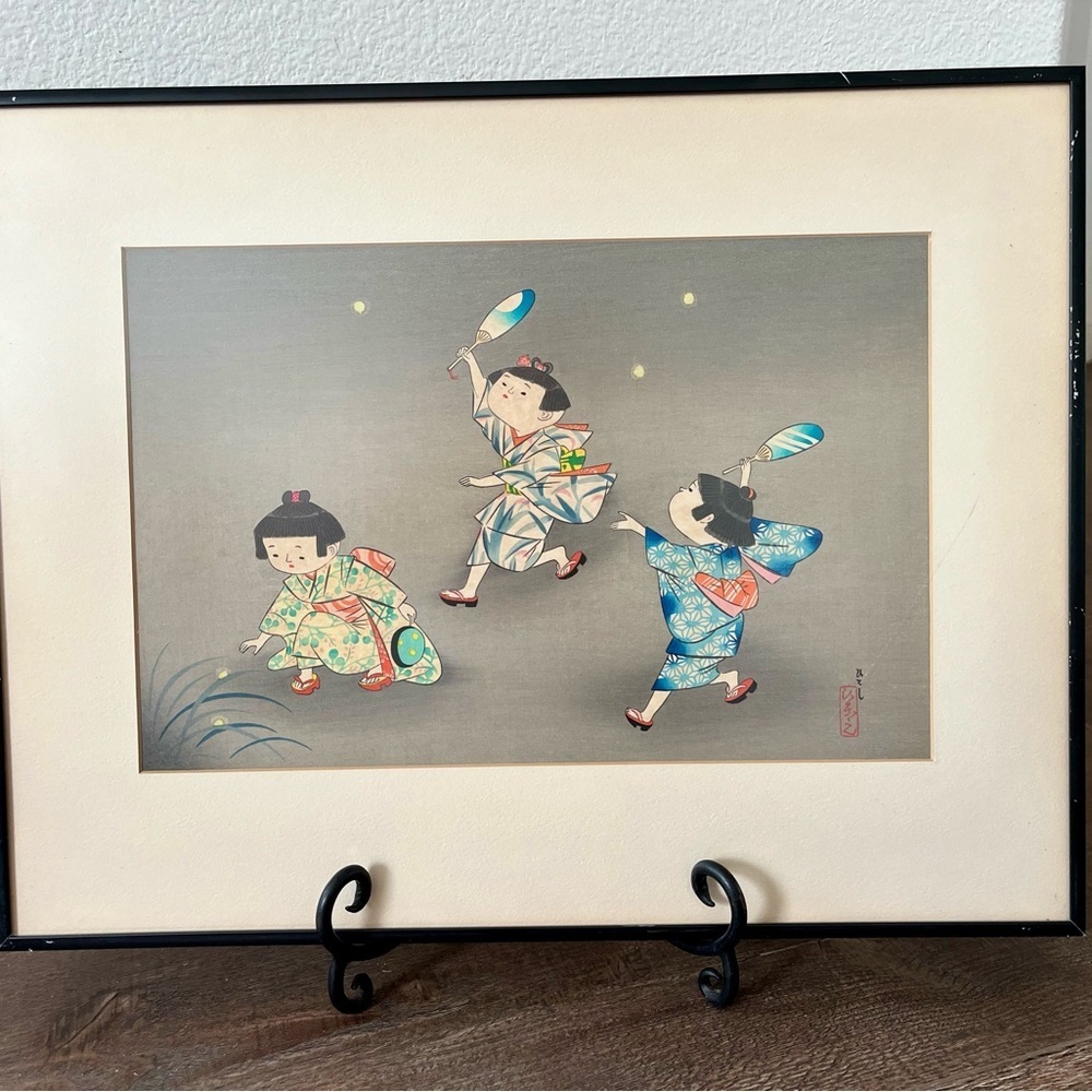 1950 Hitoshi Kiyohara Signed Wood Block Print Japanese Art 15/19 Inches Framed - Picture 9 of 11